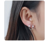 Dual Star Stud Earrings Chain STC-70